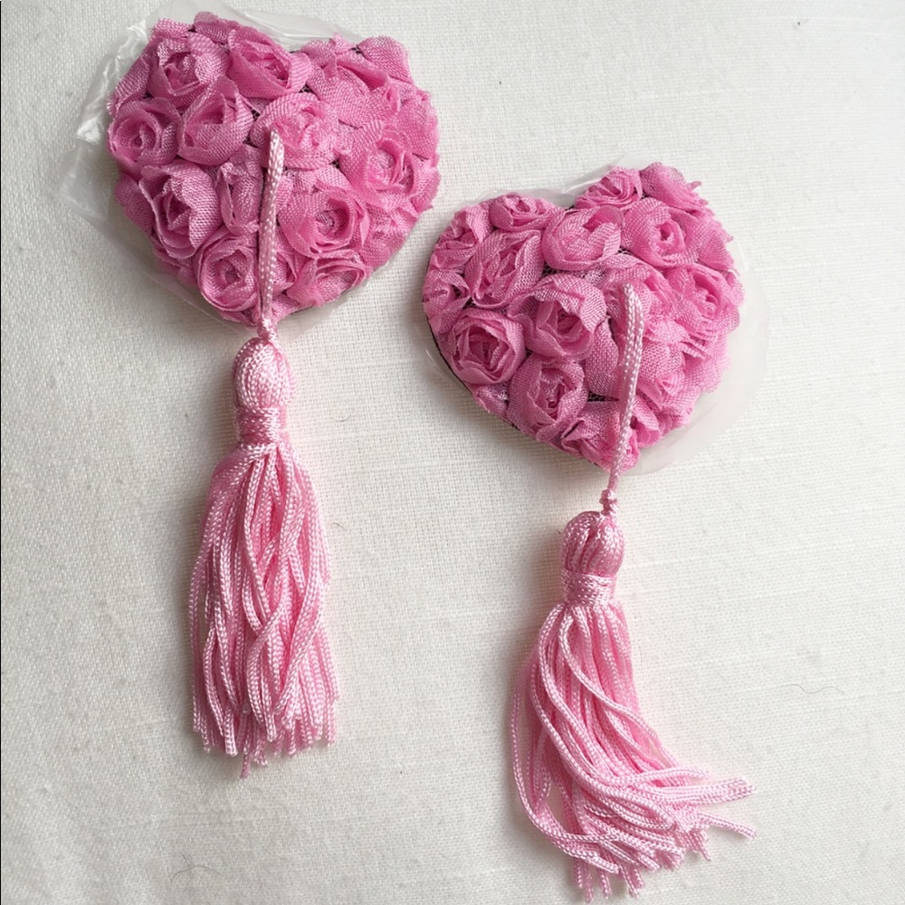 Floral Girly Heart Nipple Tassels